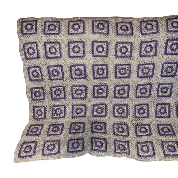 Handmade Hand Crafted Granny Square Thick Reversible Lap Throw Blanket 47 X 36 - Picture 2 of 7